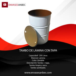 Tambo de lámina con tapa